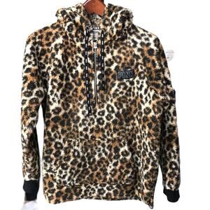 Victoria’s Secret PINK Sherpa Hoodie Sweatshirt Jacket 1/4 zip Women Size Small